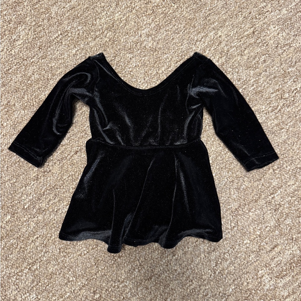 Black Velvet sparkle baby Long Sleeve Dress 0/3month
